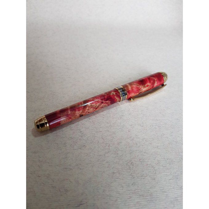 Stylo roller bois Mistral loupe de peuplier stabilisée rouge