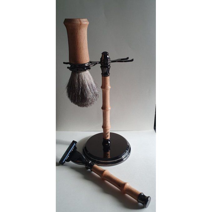 Ensemble barbier en hêtre imitation bambou