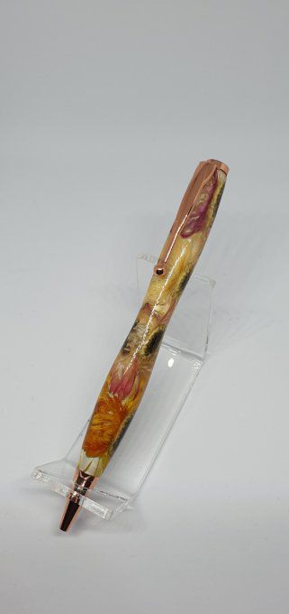 Stylo artisanal "fleurs de paille"