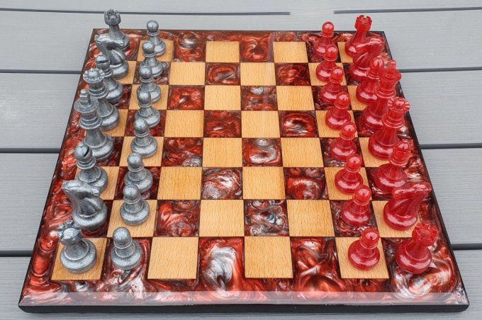 Jeu d'échecs bois et résine 