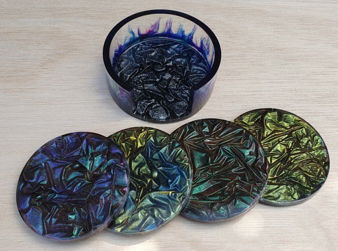 Sous verre résine velours froissé 