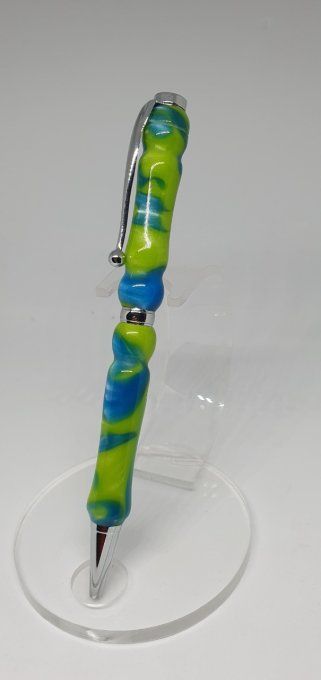 Stylo bille résine vert et bleu