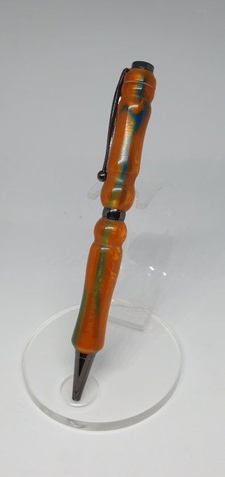 Stylo bille résine orange et vert