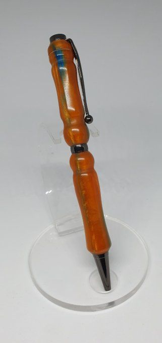 Stylo bille résine orange et vert
