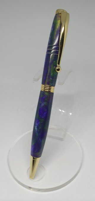 Stylo résine violet vert 