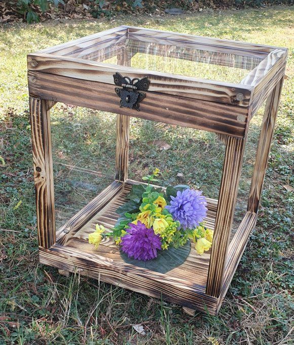Boite a bouquet bois brulé 