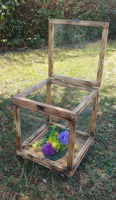 Boite a bouquet bois brulé 