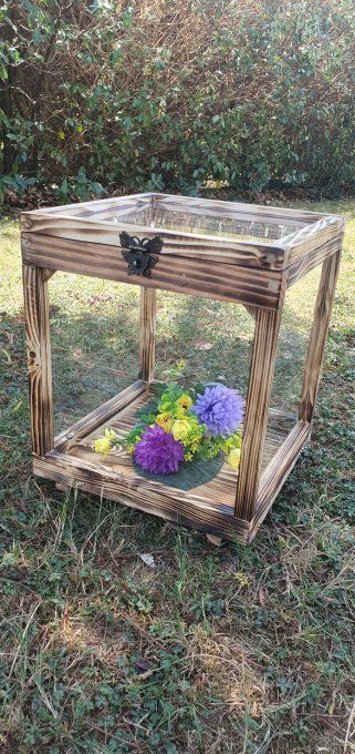 Boite a bouquet bois brulé 