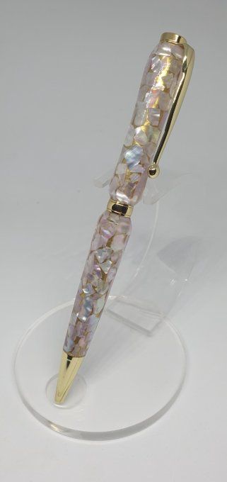 Stylo bille en nacre rose