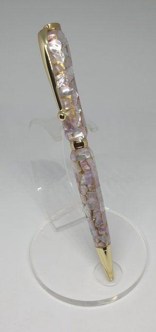 Stylo bille en nacre rose