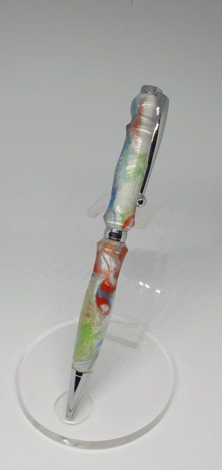 Stylo résine multicolore clair