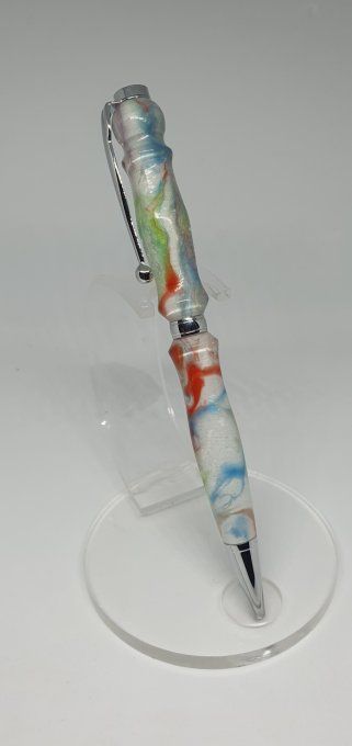 Stylo résine multicolore clair