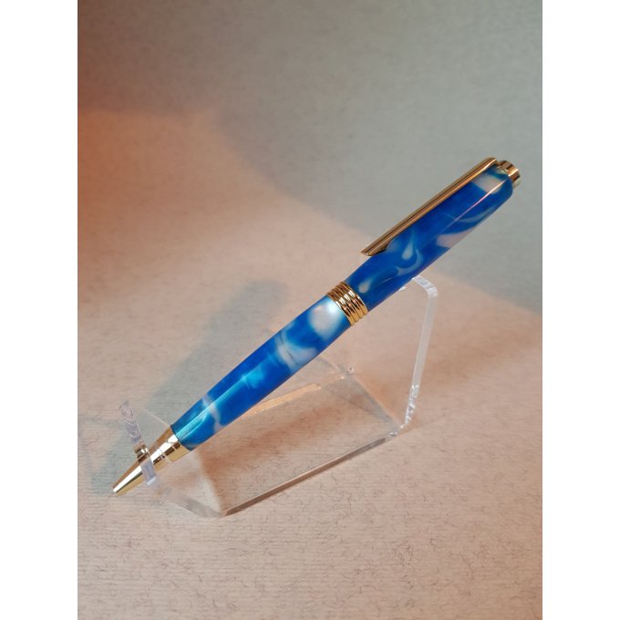 Stylo artisanal acrylique bleu foncé