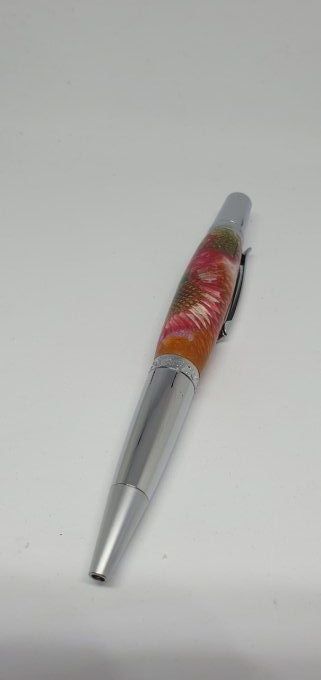 Stylo artisanal Sierra acrylique orange flammé