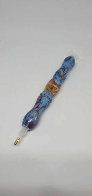 Stylo peinture diamant "fleur panache bleu"