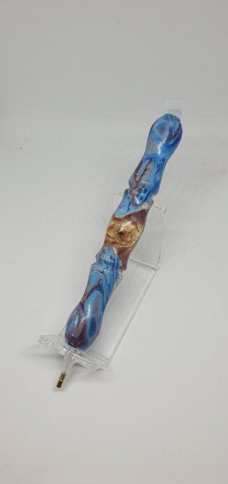 Stylo peinture diamant "fleur panache bleu"